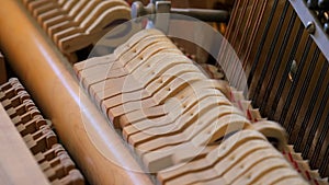 Hammers Inside Upright Piano, Diagonal View
