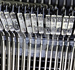 Hammers for writing with an ancient manual typewriter