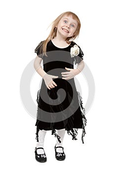 Hamming little lady on a white background photo
