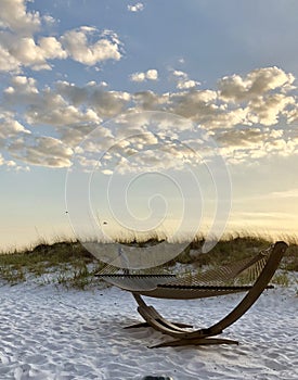 Hammock on the beach with sand dune