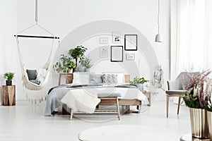Hammock in cozy bedroom
