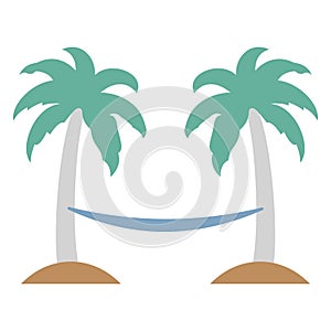 Hammock, hammock on beach Color Vector Icon which can be easily modified or edited