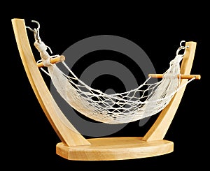 Hammock made of net and wood isolated