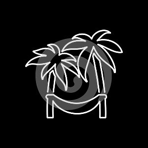 Hammock on palm icon. Beach and vacation icon vector illustration