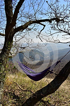 Hammock in top of the mountain with great view to the horizon