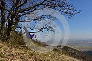 Hammock in top of the mountain with great view to the horizon