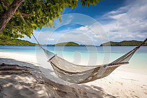 Hammock on Tropical Beach, Generative AI