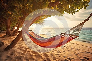 Hammock on Tropical Beach, Generative AI