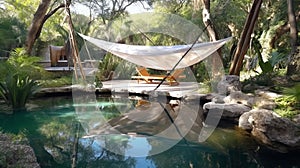 Hammock in a tropical paradise, resting place