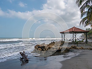 Hammocks at beach kiosk