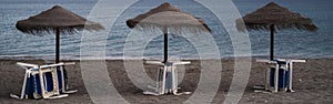 Hammocks and beach umbrellas photo