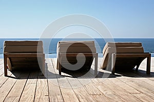 Hammocks on wooden terrace