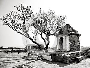 Hampi, India. In black and white.