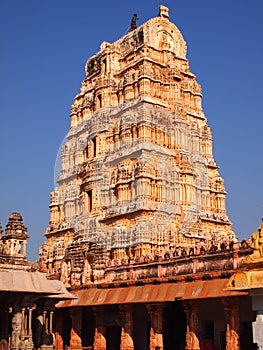 The Hampi temple complex, a UNESCO World Heritage Site in Karnataka, India