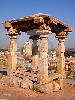 The Hampi temple complex, a UNESCO World Heritage Site in Karnataka, India