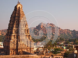 The Hampi temple complex, a UNESCO World Heritage Site in Karnataka, India