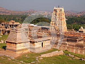 The Hampi temple complex, a UNESCO World Heritage Site in Karnataka, India