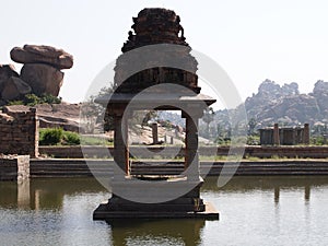 The Hampi temple complex, a UNESCO World Heritage Site in Karnataka, India