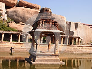 The Hampi temple complex, a UNESCO World Heritage Site in Karnataka, India