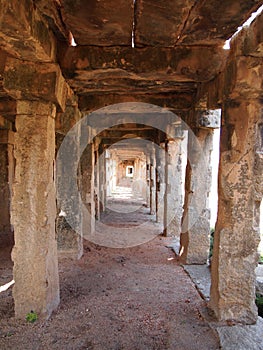 The Hampi temple complex, a UNESCO World Heritage Site in Karnataka, India