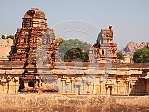 The Hampi temple complex, a UNESCO World Heritage Site in Karnataka, India