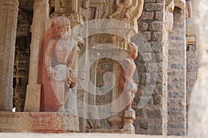 Hampi Vittala Temple mantap pillar with musicians sculptures