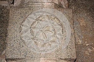 Hampi Vittala Temple Spiral Floral design stone pillar carving