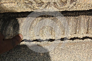 Hampi Vittala Temple Wall carved with minute holes drilled in them