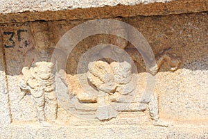 Hampi Vittala Temple wall carving of king krishnadevaraya with his courtier