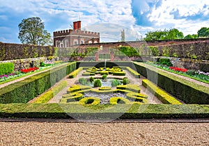 Hampton Court gardens in spring, London, UK