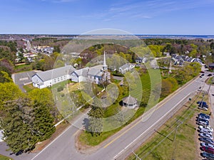 Hampton Falls town center aerial view, Hampton Falls, NH, USA