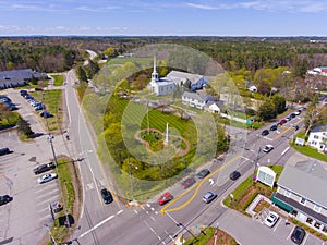 Hampton Falls town center aerial view, Hampton Falls, NH, USA