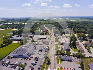 Hampton town center aerial view, Hampton, NH, USA