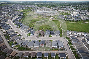 Hampton Village Neighborhood Aerial View in Saskatoon