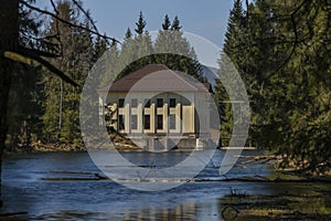 Hamry dam on Uhlava river near Zelezna Ruda town in national park Sumava