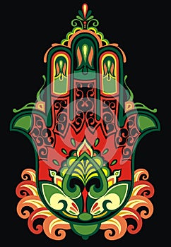 Hamsa with ethnic ornaments