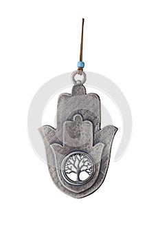 Hamsa hand amulet isolated on white