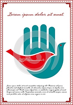 Hamsa, hand of Fatima, vector illustration.