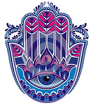 Hamsa, hand of Fatima, vector illustration