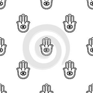 Hamsa icon in black style isolated on white background. Religion pattern stock vector illustration.