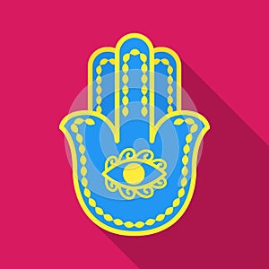 Hamsa icon in flat style isolated on white background. Religion symbol stock vector illustration.