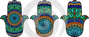 Hamsa with round ethnic pattern