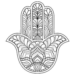 Hamsa symbol in black and white