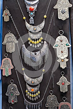 Hamsa, traditional symbol of protection in city of  Chefchaouen,Morocco