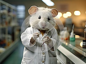 Hamster doctor with stethoscope closeup shot