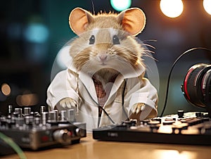 Hamster doctor with stethoscope closeup shot