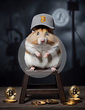 Hamster Tycoon with Bitcoin Wealth AI Generative photo