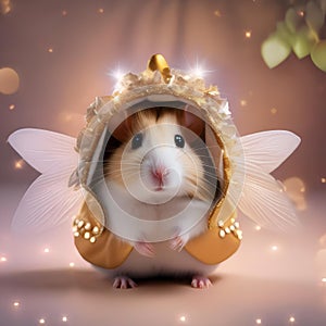 A hamster in a fairy costume, with gossamer wings and a tiny magic wand4