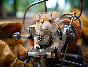 Hamster pilot in tiny airplane cockpit