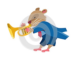 Hamster play trumpet. Jazz band with animals